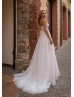 Strapless Beaded Ivory Lace Tulle Slit Sexy Wedding Dress Strapless Beaded Ivory Lace Tulle Slit Sexy Wedding Dress